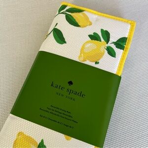NWT Kate Spade Reversible Dish Drying Mats in Yellow Lemon Print 🍋 Set of 2